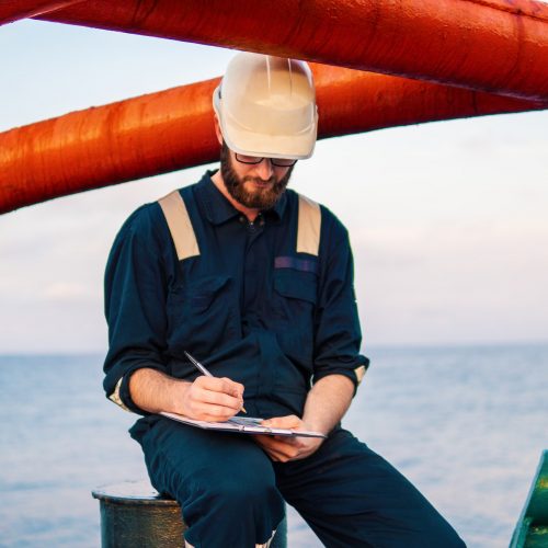 Deck Officer on deck of offshore vessel or ship
